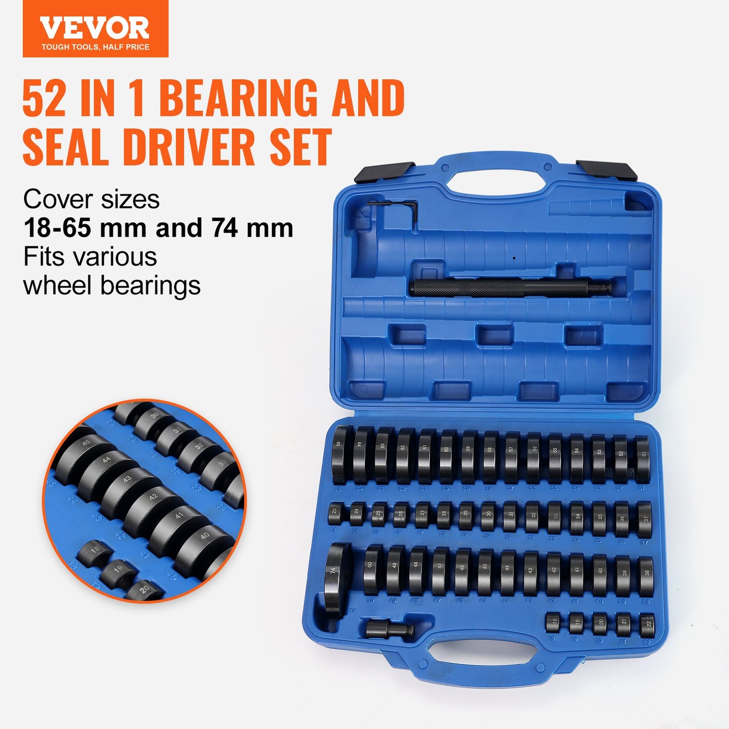 VEVOR 52 Pcs Custom Bushing Press Kit Transmission Wheel Bearing Race Seal Kit