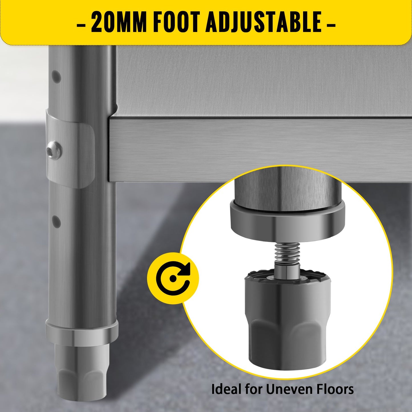 VEVOR Stainless Steel Prep Table, 1520x450x855 mm Commercial Stainless Steel Table, 2 Adjustable Undershelf BBQ Prep Table, Heavy Duty Kitchen Work Table, for Garage, Home, Warehouse, Kitchen Silver