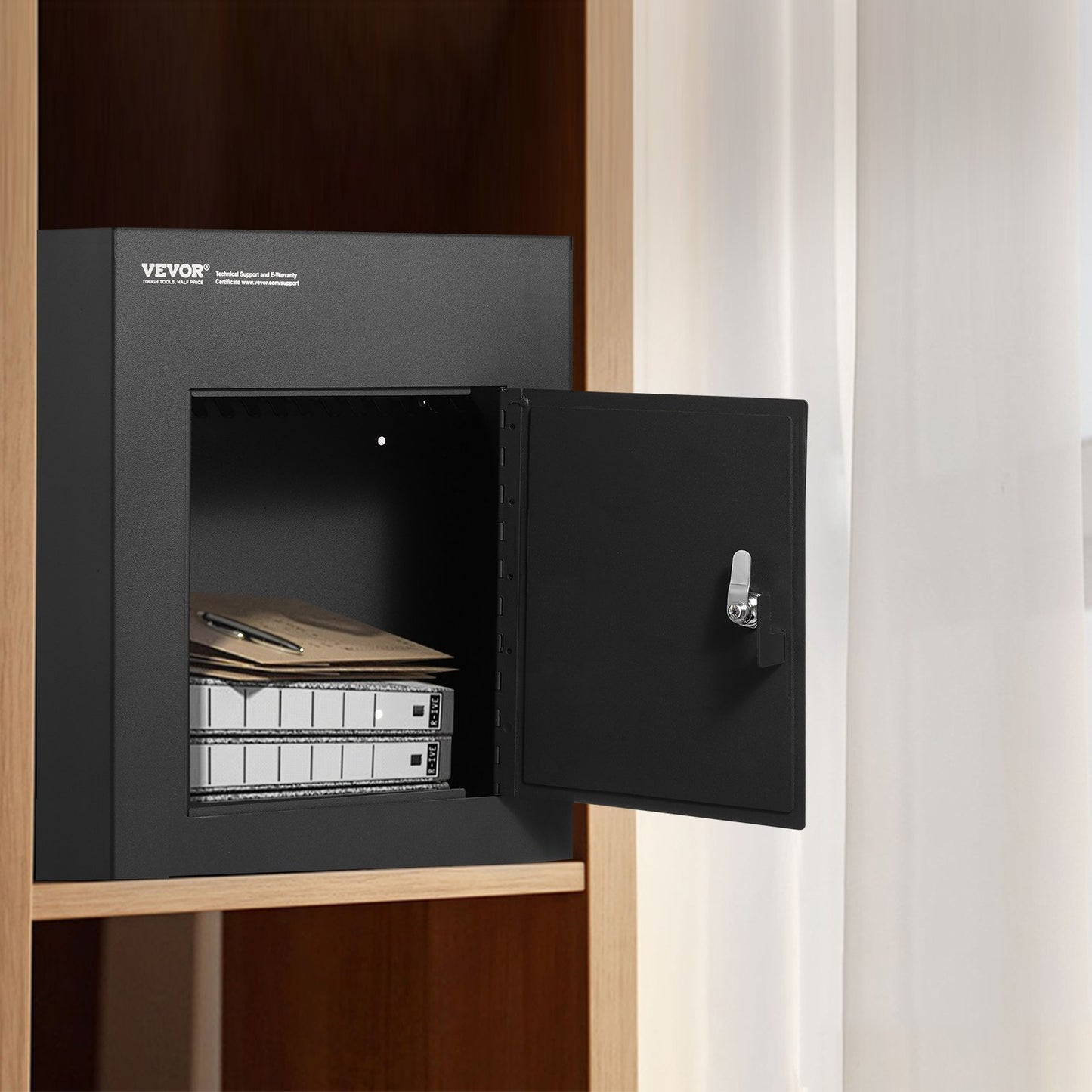 VEVOR Through The Wall Drop Box, Heavy Duty Steel Through the Wall Mailbox with 2.8-7.9" 13" Combination Lock, 13x7x17" Mail Drop Box, Black