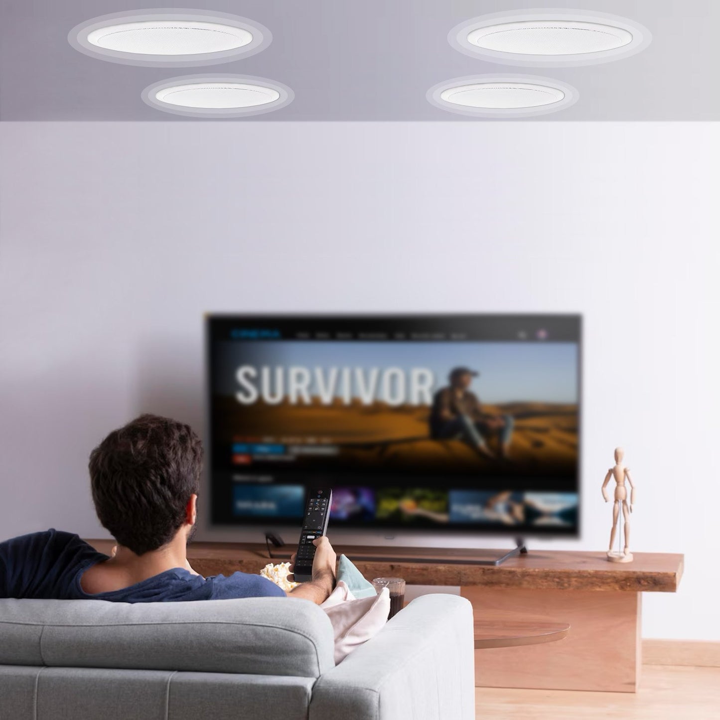 VEVOR 4 PCs 165.1 mm Bluetooth in Ceiling Speakers, 150W, Flush Mount Ceiling & in-Wall Speaker System with Impedance 89dB Sensitivity, for Home Kitchen Living Room Bedroom or Covered Porches