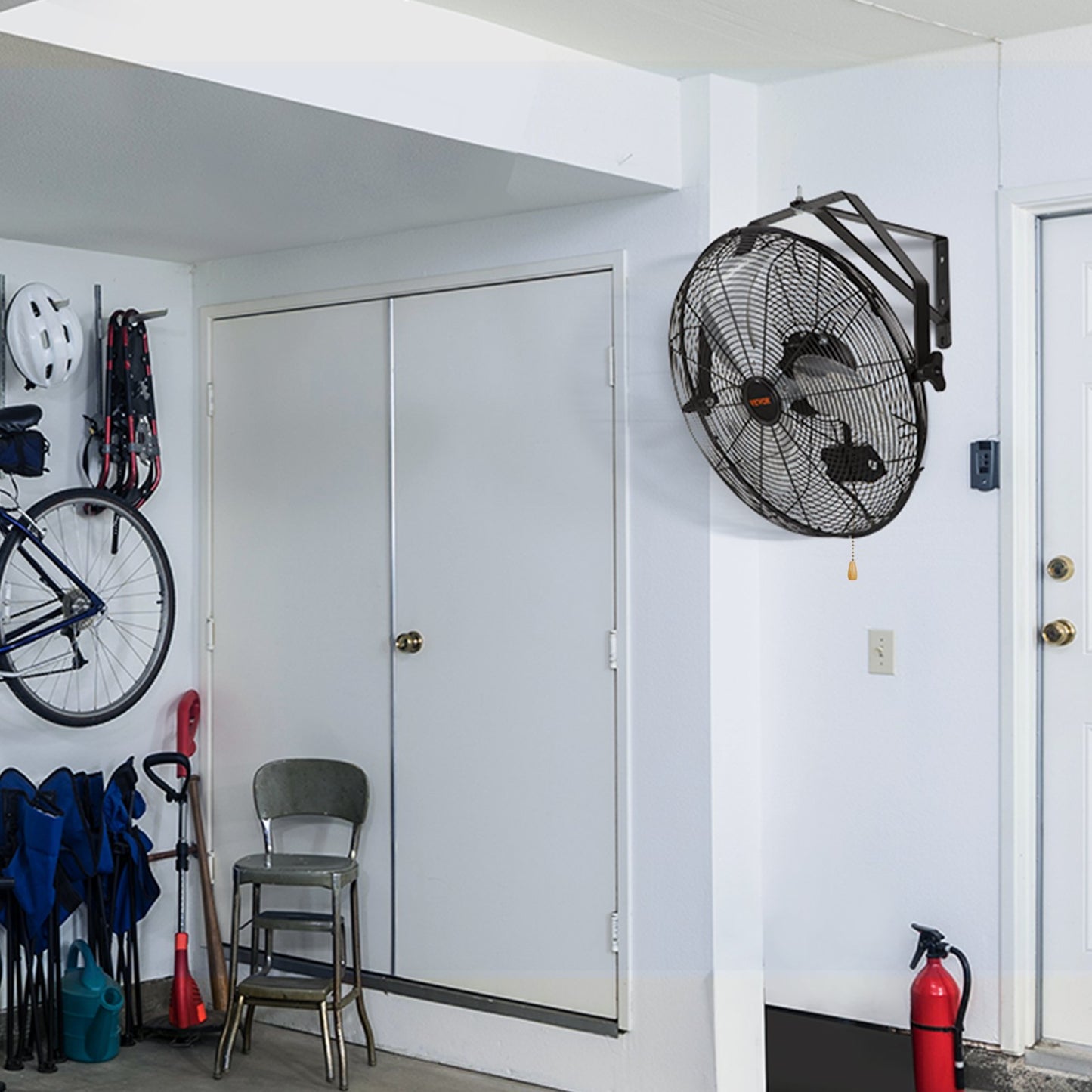 VEVOR Industrial Wall Mount Fan Waterproof Metal Fan 17.6'' 3 Speed Airflow