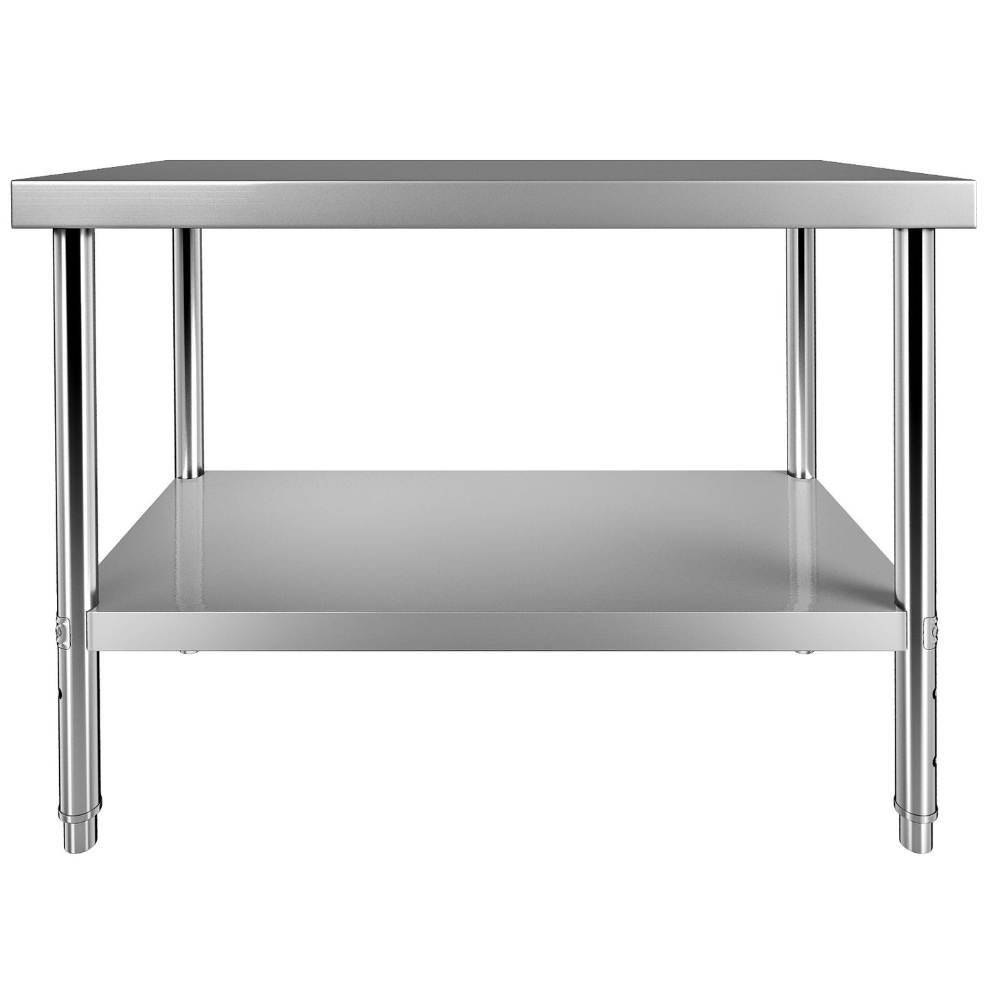 VEVOR Stainless Steel Prep Table, 122 x 46 x 86 cm, 250kg Load Capacity Heavy Duty Metal Worktable with Adjustable Undershelf, Commercial Workstation for Kitchen Restaurant Garage Backyard