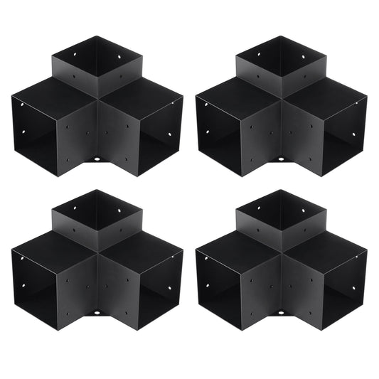 VEVOR Pergola Bracket Kit 152x152mm, 4pcs 3-Way Heavy Duty Corner Bracket Woodworks DIY Post Base Kit, Easy Installation Wooden Beams for Gazebos, Patio Pergolas, Log Cabin Outdoor Pergola Hardware