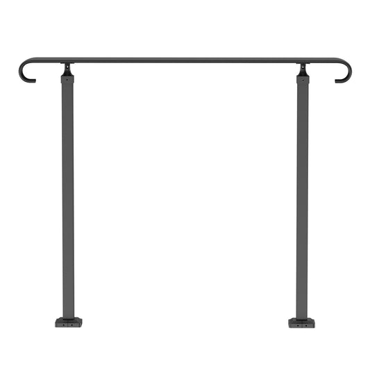 VEVOR Handrails for Outdoor Steps, Fit 1-3 Steps Wrought Iron Handrail, Outdoor Stair Railing, Adjustable Front Porch Hand Rail, Black Transitional Hand railings for Concrete Steps or Wooden Stairs