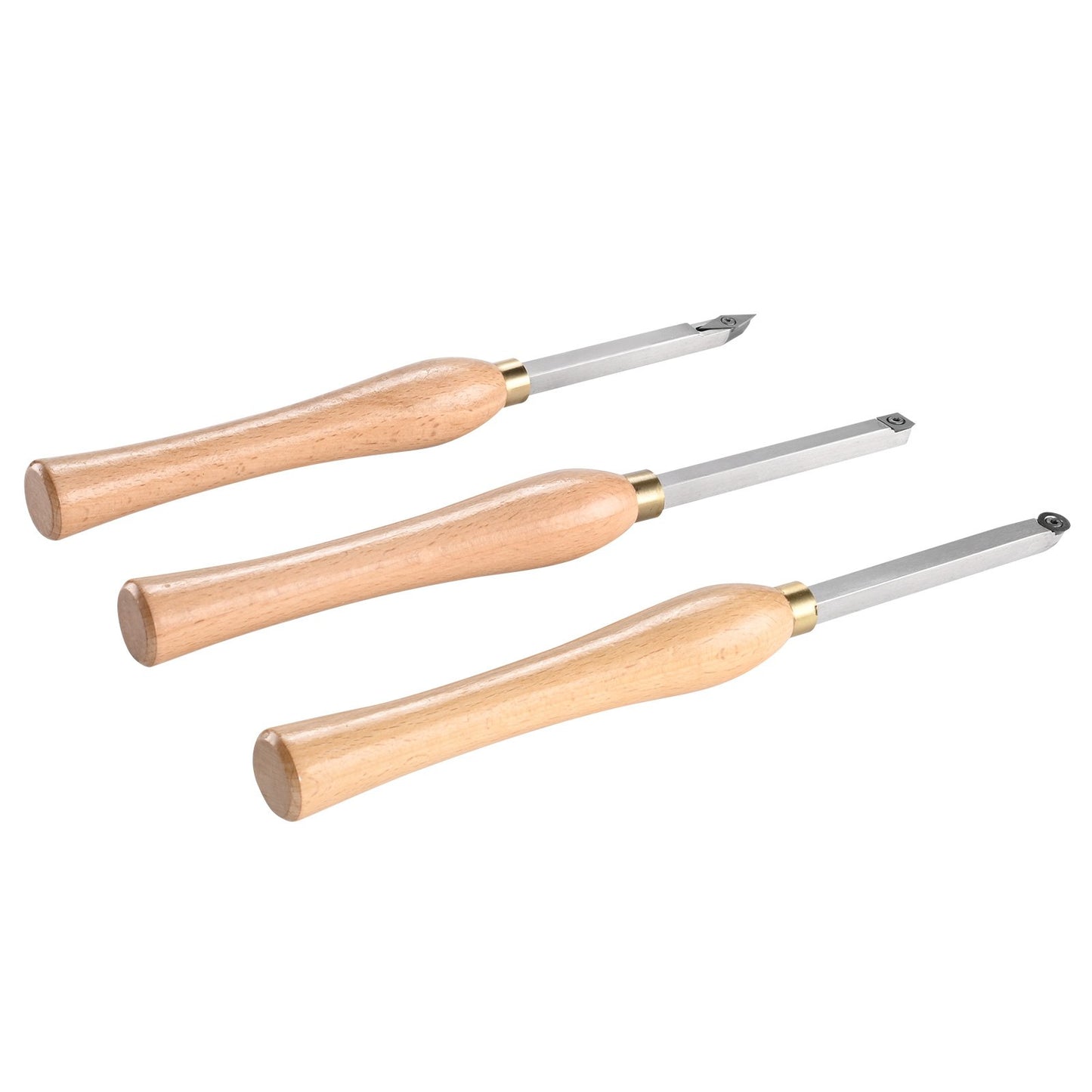 VEVOR Wood Lathe Chisel Set, 3 PCS Woodworking Turning Tools, Includes Square, Round, Diamond Carbide Blades, 20 cm Comfortable Grip Handles, Wood Chisel Set with Wooden Box For Turning Pens or Small