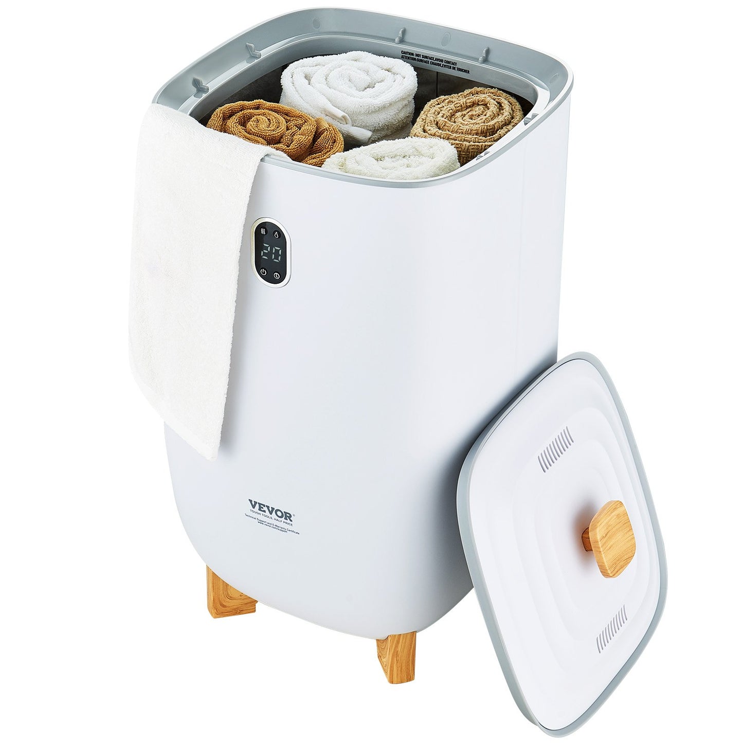 VEVOR 35L Large Towel Warmer Bucket with LED Screen Drying Fuction & Timer White