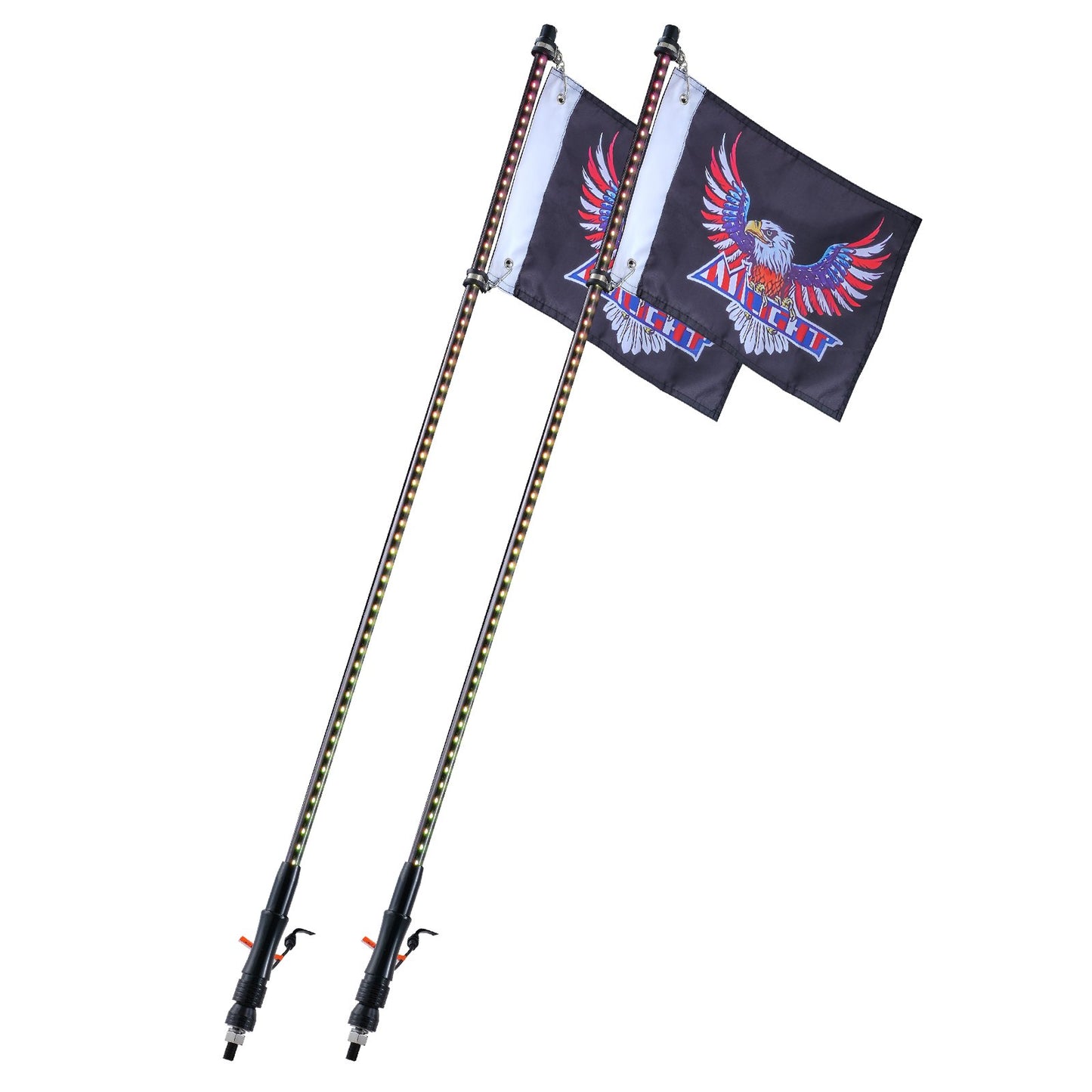 VEVOR 2 PCS 3 FT Whip Light, APP & RF Remote Control Led Whip Light, Waterproof RGB Chasing Lighted Whips with 4 Flags, for UTVs, ATVs, Motorcycles, RZR, Can-am, Trucks, Off-road, Go-karts