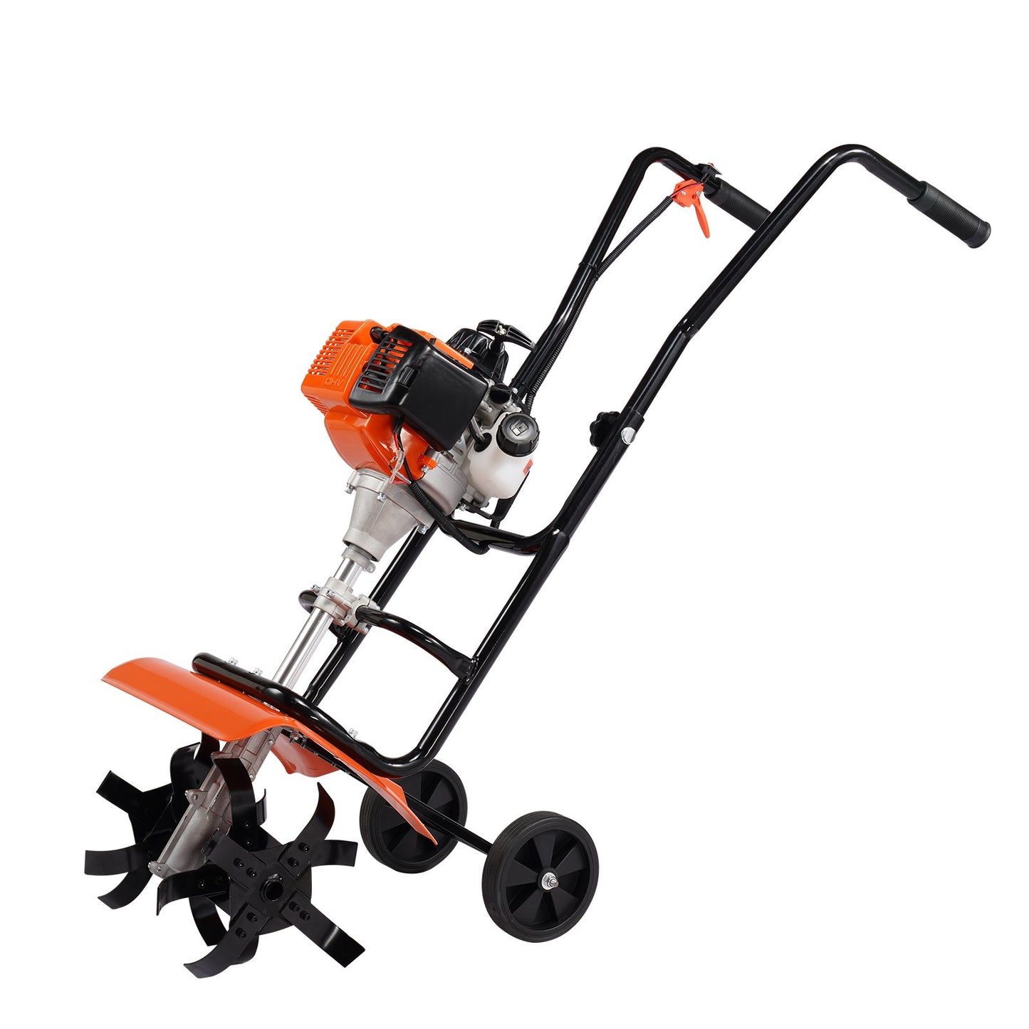 VEVOR Tiller Cultivator Gas Powered, 38CC 4-Stroke Garden Cultivator, Tiller with 4 Steel Adjustable Front Tines for Lawn, Garden and Field Soil Cultivation