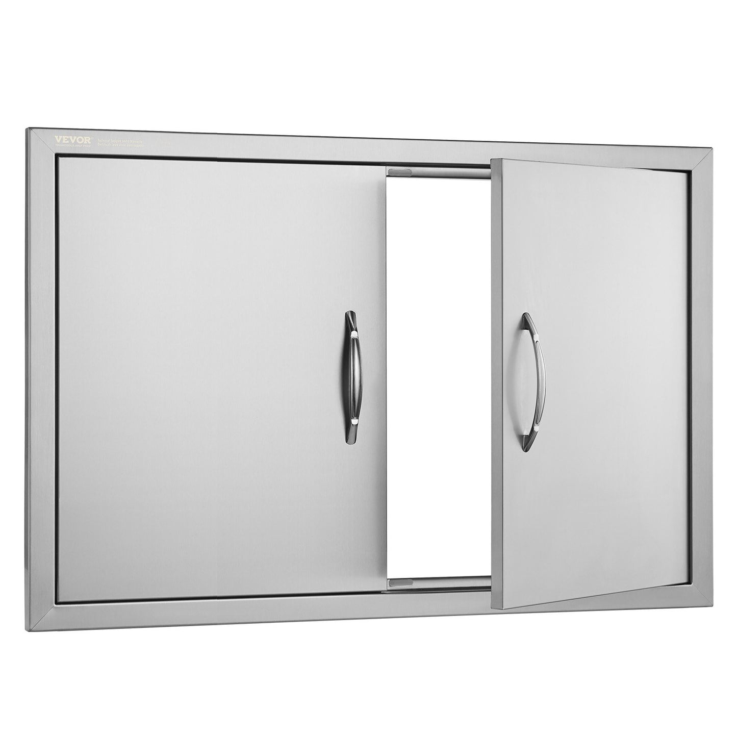 VEVOR BBQ Access Door, 838x558 mm Double Outdoor Kitchen Door, Stainless Steel Flush Mount Door, Wall Vertical Door with Handles, for BBQ Island, Grilling Station, Outside Cabinet