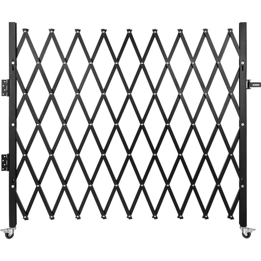 VEVOR Single Folding Security Gate, 85" H x 95" W Folding Door Gate, Steel Accordion Security Gate, Flexible Expanding Security Gate, Rolling Barricade Gate, Scissor Gate/Door with Padlock