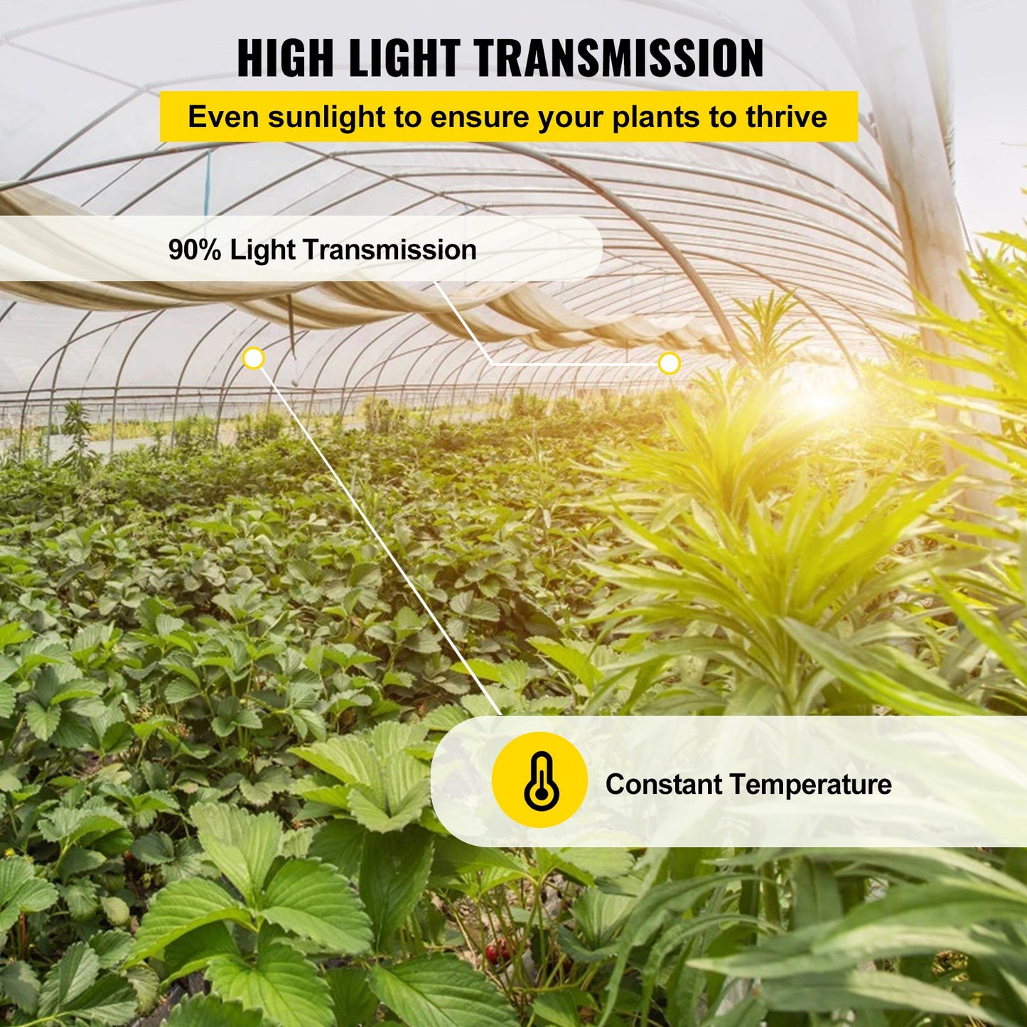 VEVOR Greenhouse Film, 24\' x 100\' Greenhouse Plastic Sheeting, 6 mil Thickness Suncover Greenhouse, Clear Polyethylene Cover, UV Proof Farm Plastic Supply for Gardening, Farming and Agriculture