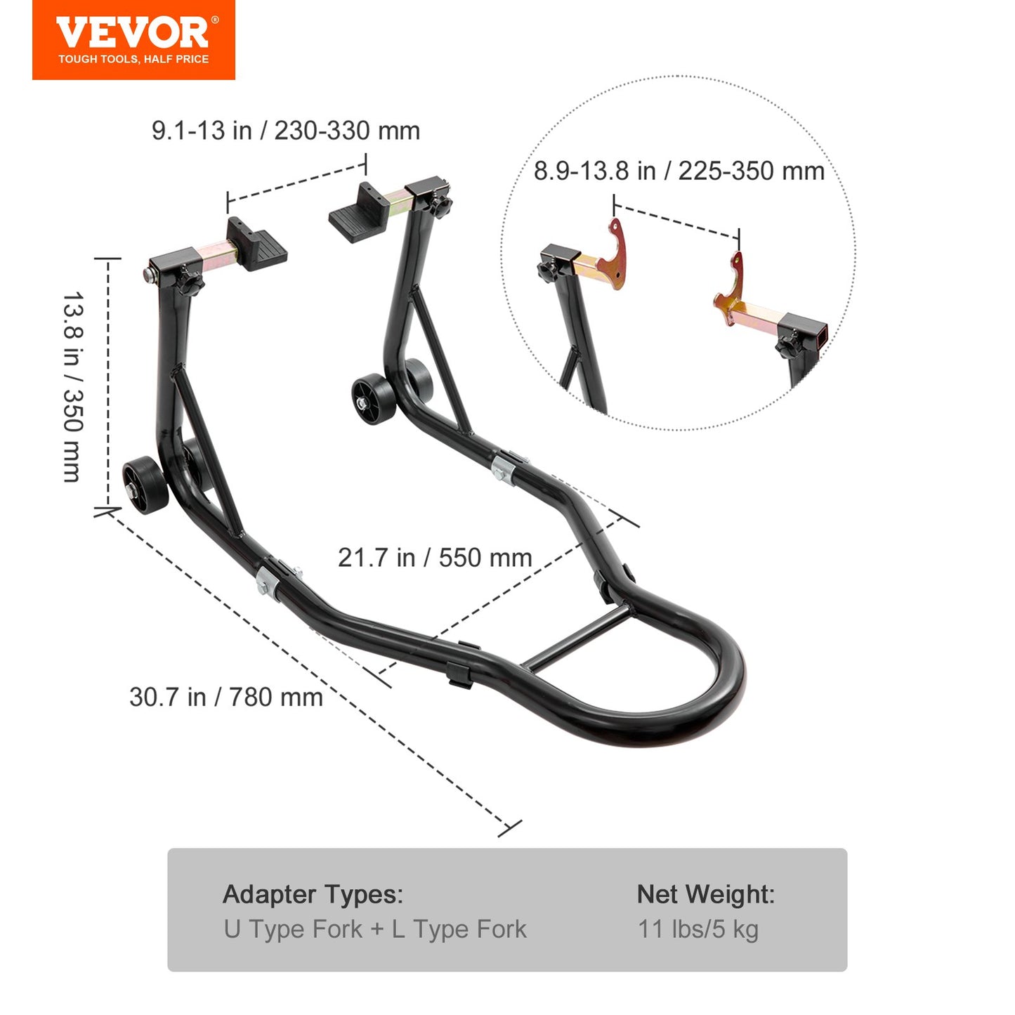 VEVOR Motorcycle Bike Stand Rear 850 LBS Forklift Spoolift Paddock Swingarm Lift