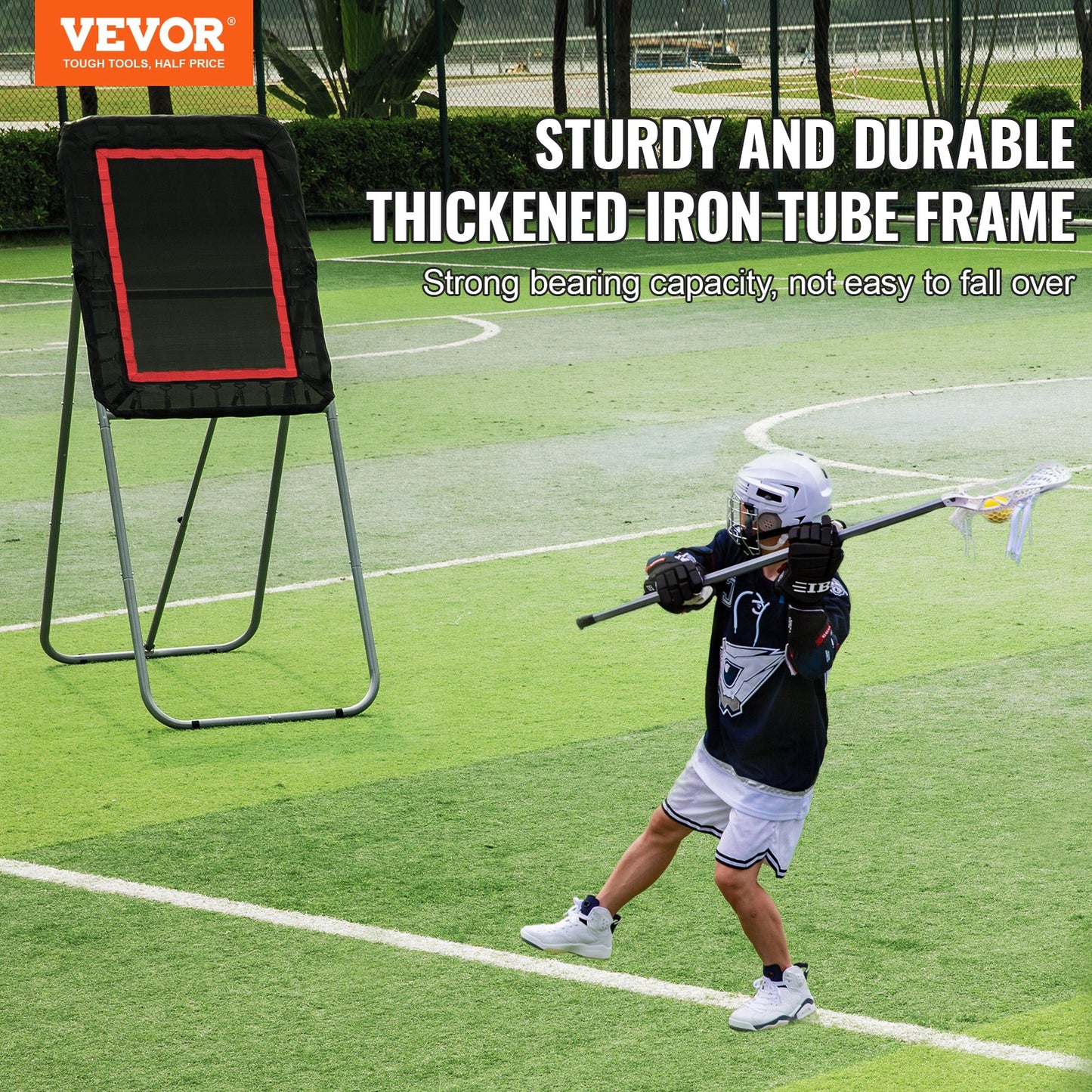 VEVOR Folding Lacrosse Rebounder for Backyard, 3x4 Ft Volleyball Bounce Back Net, Pitchback Throwback Baseball Softball Return Training Screen, Adjustable Angle Shooting Practice Training Wall, Black