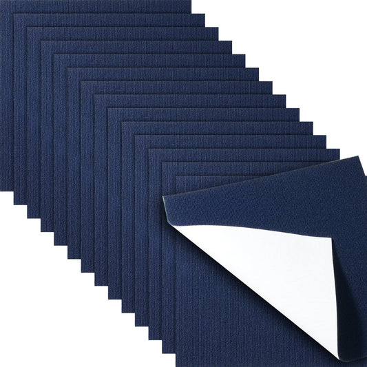 VEVOR Carpet Tiles Peel and Stick, Squares Self Adhesive Carpet Floor Tile, Soft Padded Carpet Tiles, Easy Install DIY for Bedroom Living Room Indoor Outdoor (15Tiles, Dark Blue)