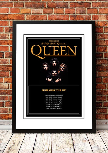 Queen 'A Night At The Opera' Australian Tour Poster 1976 - Framed A3