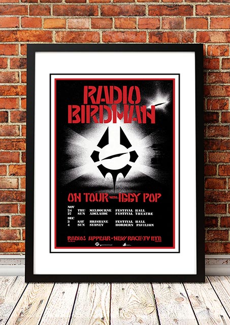 Radio Birdman / Iggy Pop 'Australian Tour' Poster 1984- Framed A4