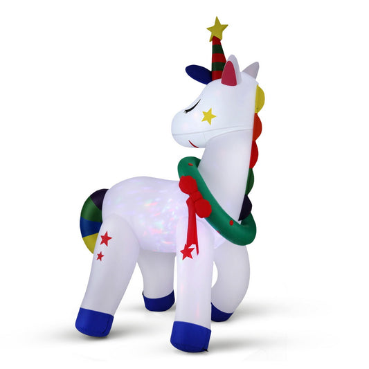 Jingle Jollys Christmas Inflatable Unicorn 1.8M Tall Outdoor Decorations Illuminated